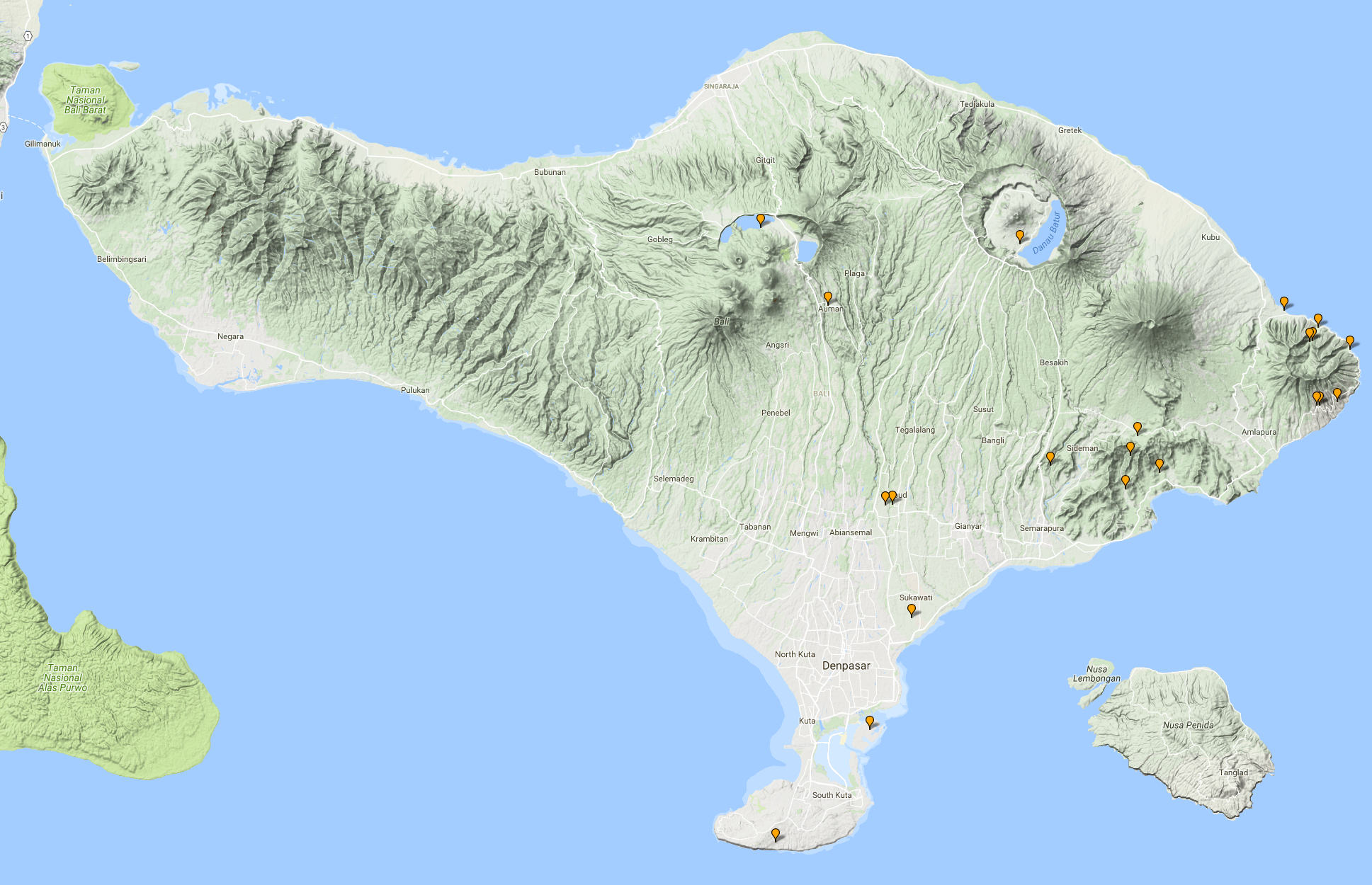 Агунг на карте Бали. Вулкан Агунг Бали на карте. Вулкан Батур на карте Бали. Карта рельефа Бали.
